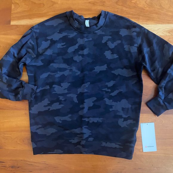 lululemon athletica Tops - LULULEMON PERFECTLY OVERSIZED CREW SWEATSHIRT BLACK CAMO SIZE 4 NWT